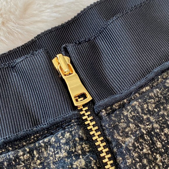 LOFT Black & Metallic Gold A-Line Short Skirt - Picture 7 of 10